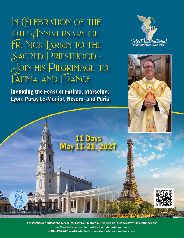 Fr. Nick Larkin Sandy Harem Fatima and France 2027_cover (1) Pilgrimage to Malta and Sicily with Fr. Jason Tyler